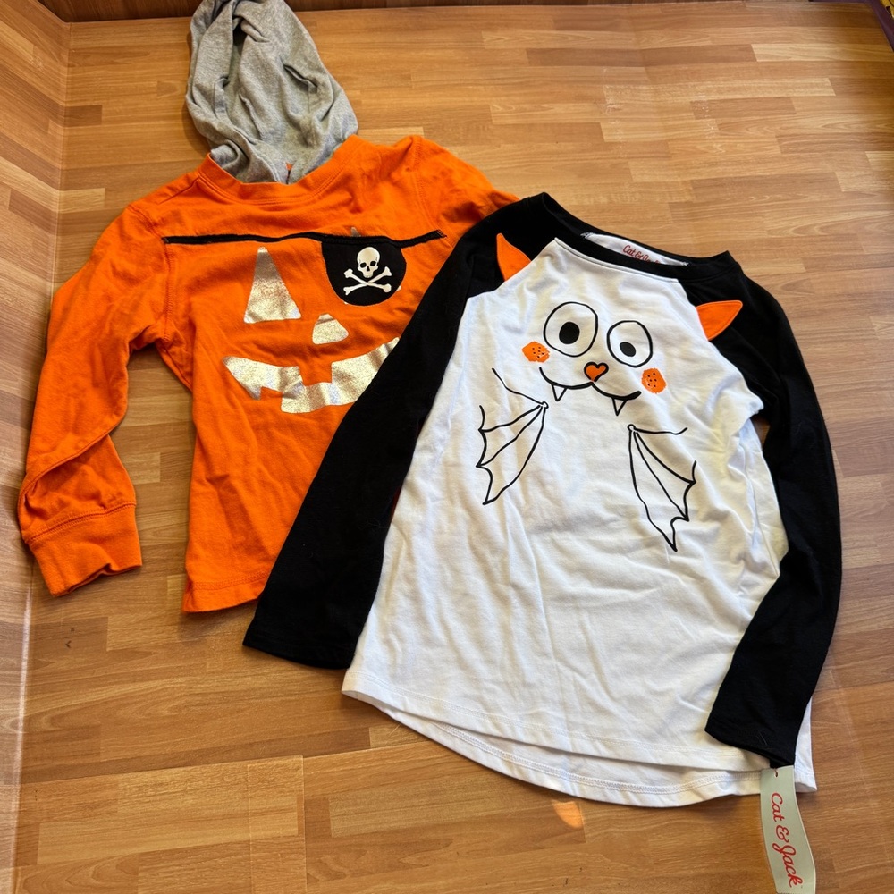 Gymboree, cats and Jack Halloween pullover hoodie and shirt unisex size 5